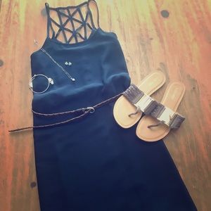 Navy Blue Cage Back Shift Dress